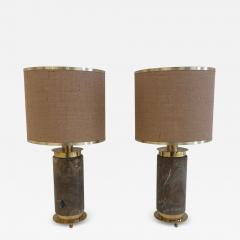 Pair of Italian Mid Century Brass and Marble Table Lamps 1970s - 4700052