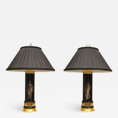 Pair of Italian Mid Century Eglomise Glass Table lamps - 1382259