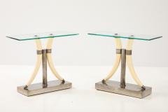 Pair of Italian Mid Century Faux Horn Side Tables - 3599094