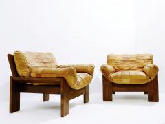 Pair of Italian Mid Century Leather Patchwork Armchairs - 3006770