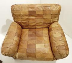 Pair of Italian Mid Century Leather Patchwork Armchairs - 3006779