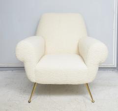 Pair of Italian Mid Century Lounge Chairs Upholstered in Boucle - 2859310