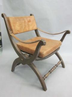 Pair of Italian Mid Century Modern Neoclassical Leather Armchairs Lounge Chairs - 1590650