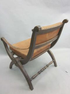 Pair of Italian Mid Century Modern Neoclassical Leather Armchairs Lounge Chairs - 1590655