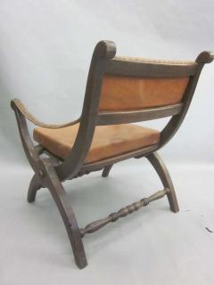 Pair of Italian Mid Century Modern Neoclassical Leather Armchairs Lounge Chairs - 1590657