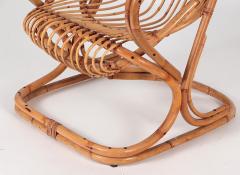 Pair of Italian Mid Century Modern Rattan Lounge Arm Chairs - 2280953