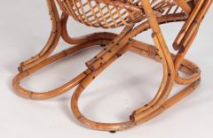 Pair of Italian Mid Century Modern Rattan Lounge Arm Chairs - 2280958
