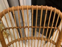 Pair of Italian Mid Century Modern Rattan Lounge Arm Chairs - 2280959