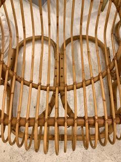 Pair of Italian Mid Century Modern Rattan Lounge Arm Chairs - 2280960