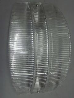 Pair of Italian Mid Century Modern Ribbed Murano Glass Sconces Flush Mounts - 1696210