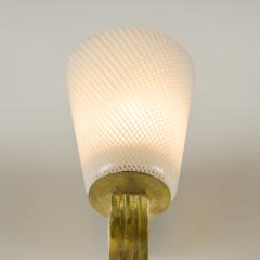 Pair of Italian Mid Century Murano Reticello Cone Glass and Brass Wall Lights - 4245767