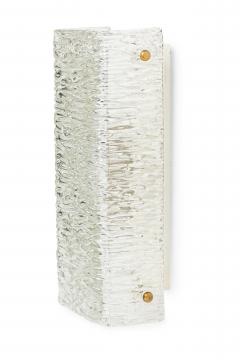 Pair of Italian Mid Century Rectangle Textured Murano Glass Wall Sconce - 4163234