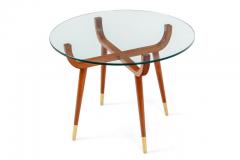 Pair of Italian Mid Century Style Glass Top Mahogany Side Tables - 1096097
