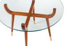 Pair of Italian Mid Century Style Glass Top Mahogany Side Tables - 1096100