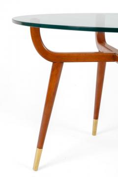 Pair of Italian Mid Century Style Glass Top Mahogany Side Tables - 1096101