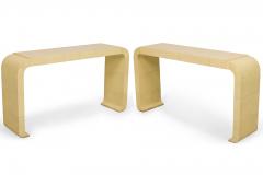 Pair of Italian Mid Century Style Parchment Console Tables - 2794504