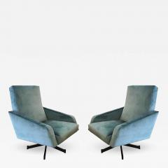 Pair of Italian Mid Century Swivel Lounge Chairs - 338797