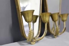Pair of Italian MidCentury applique with Mirror in brass 1950s - 1190304