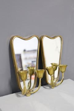 Pair of Italian MidCentury applique with Mirror in brass 1950s - 1190308