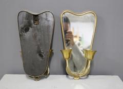 Pair of Italian MidCentury applique with Mirror in brass 1950s - 1190312