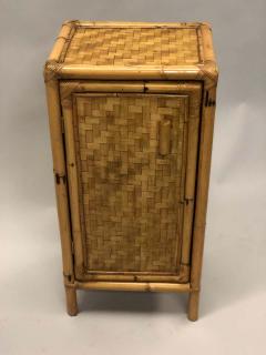 Pair of Italian Midcentury Bamboo and Rattan Nightstands or Side Tables - 1770245