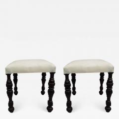 Pair of Italian Midcentury Carved and Turned Wood Stools or Benches Italy 1930 - 1772657