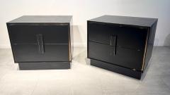 Pair of Italian Modern Black Lacquer Faux Crocodile Relief Night Tables - 4757503