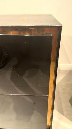 Pair of Italian Modern Black Lacquer Faux Crocodile Relief Night Tables - 4757528