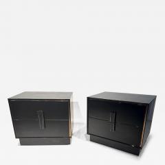 Pair of Italian Modern Black Lacquer Faux Crocodile Relief Night Tables - 4762293