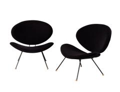 Pair of Italian Modern Black Velvet Accent Chairs - 3325479