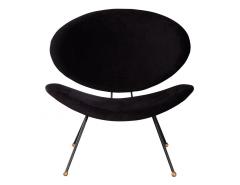 Pair of Italian Modern Black Velvet Accent Chairs - 3325481