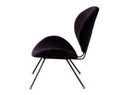 Pair of Italian Modern Black Velvet Accent Chairs - 3325482