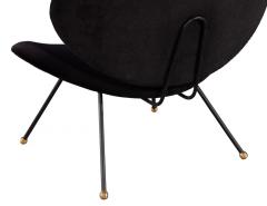 Pair of Italian Modern Black Velvet Accent Chairs - 3325485