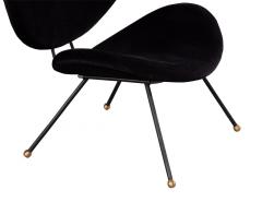 Pair of Italian Modern Black Velvet Accent Chairs - 3325488