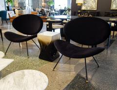 Pair of Italian Modern Black Velvet Accent Chairs - 3325489