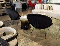 Pair of Italian Modern Black Velvet Accent Chairs - 3325490