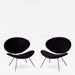 Pair of Italian Modern Black Velvet Accent Chairs - 3330736