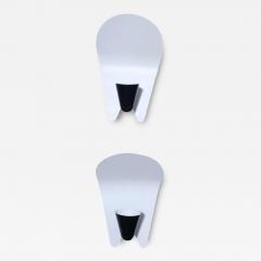 Pair of Italian Modern Black and White Enameled Reflector Wall Lights Sconces - 4178403
