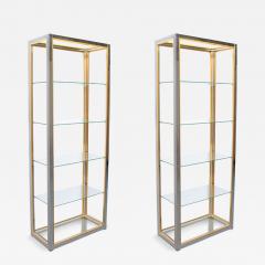 Pair of Italian Modern Brass and Chrome Etageres - 4533858