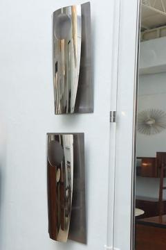 Pair of Italian Modern Polished Chrome and Stainless Steel Wall Lights Sconces - 4692246