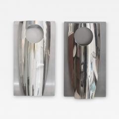 Pair of Italian Modern Polished Chrome and Stainless Steel Wall Lights Sconces - 4710529
