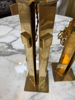 Pair of Italian Modernist Brass Table Lamps - 4611434