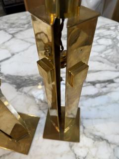 Pair of Italian Modernist Brass Table Lamps - 4611436