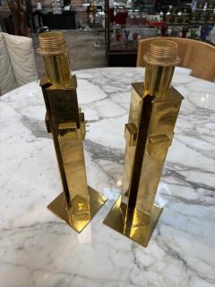 Pair of Italian Modernist Brass Table Lamps - 4611437