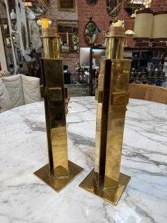 Pair of Italian Modernist Brass Table Lamps - 4611438