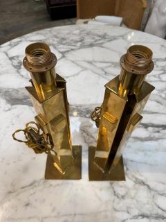 Pair of Italian Modernist Brass Table Lamps - 4611442
