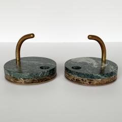 Pair of Italian Modernist Marble and Bronze Candleholders - 1166371