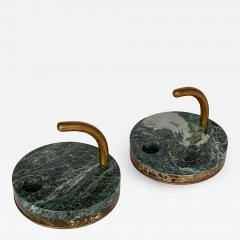 Pair of Italian Modernist Marble and Bronze Candleholders - 1167179