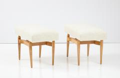 Pair of Italian Modernist Oak Benches or Stools - 2354592