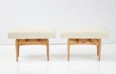 Pair of Italian Modernist Oak Benches or Stools - 2354598